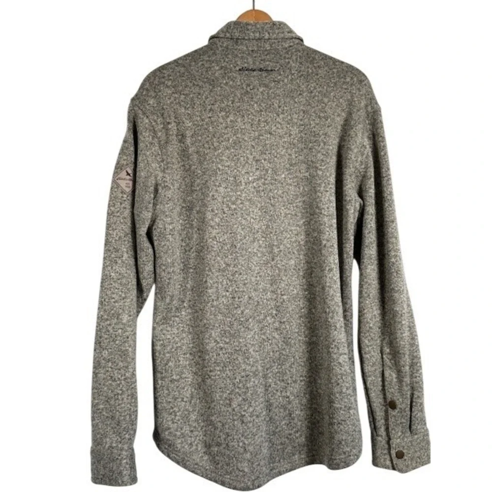 Eddie Bauer Sherpa Lined‎ Fleece Shirt Jacket Mens Gray Button Up - Large